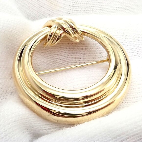 Authentic! Tiffany & Co 18k Yellow Gold Large X and O Open Circle Pin Brooch - Picture 5 of 9